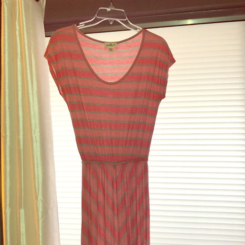 Pink & gray chevron maxi dress from Anthropologie